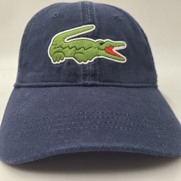 Lacoste Hat Adjustable (Fits Small) Crocodile Strapback Blue Cotton Casual Wear - Picture 2 of 11